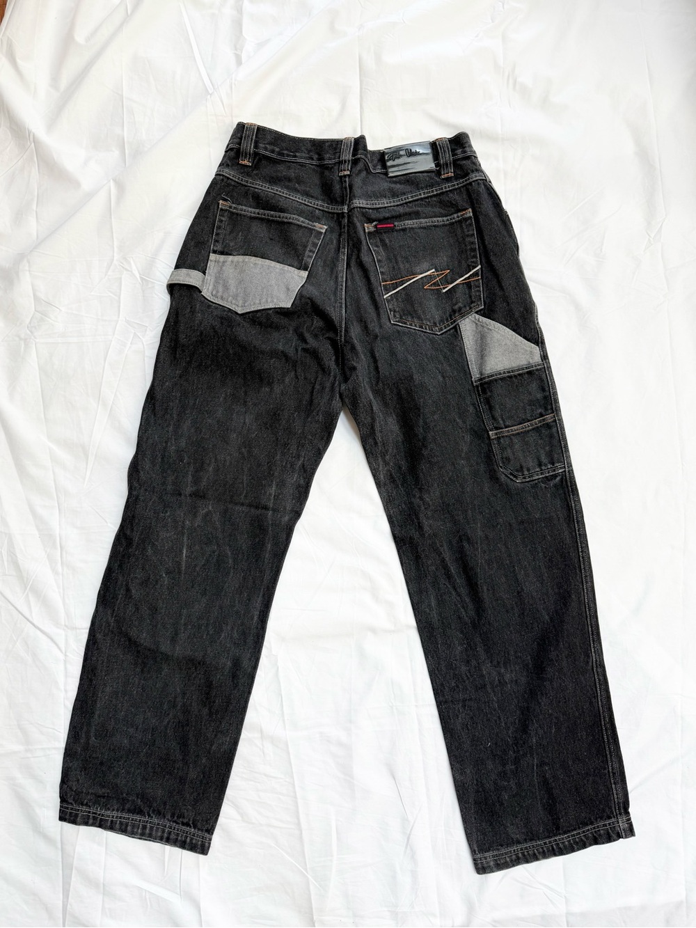FUBU Black Utility Carpenter Jeans Cargo Pocket Streetwear Men’s Denim | 38